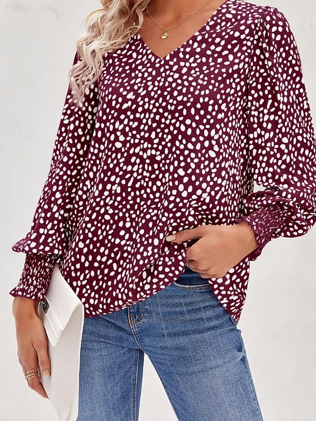 Women's T Shirt Print Floral Casual Long Sleeve V Neck