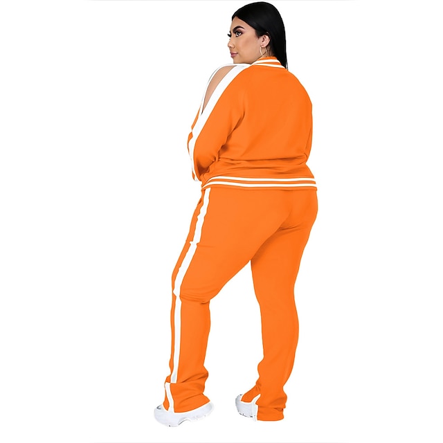 Women's Tracksuit Sweatsuit Drawstring 2 Piece Striped