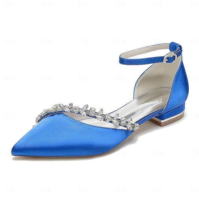 Pointed Toe Elegant Flats Wedding Women's – Satin White