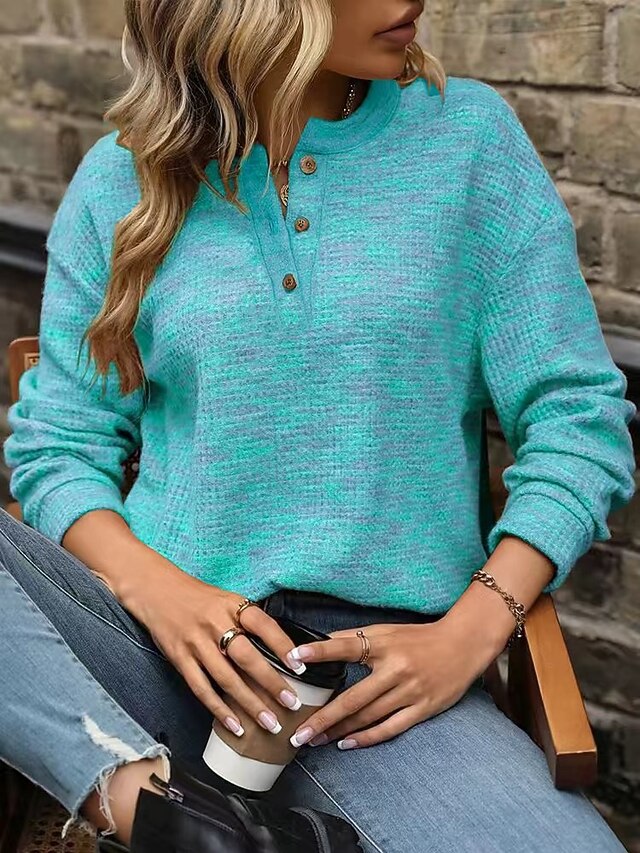Women's Blouse Buttons Striped Stylish Casual Long Sleeve