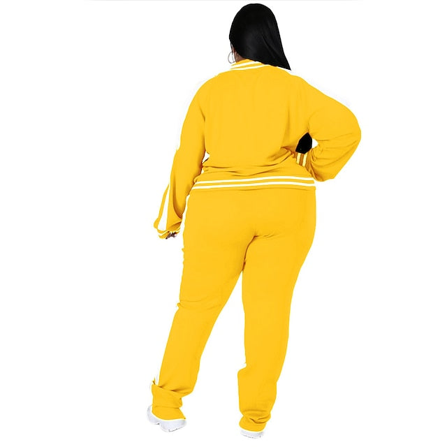 Women's Tracksuit Sweatsuit Drawstring 2 Piece Striped