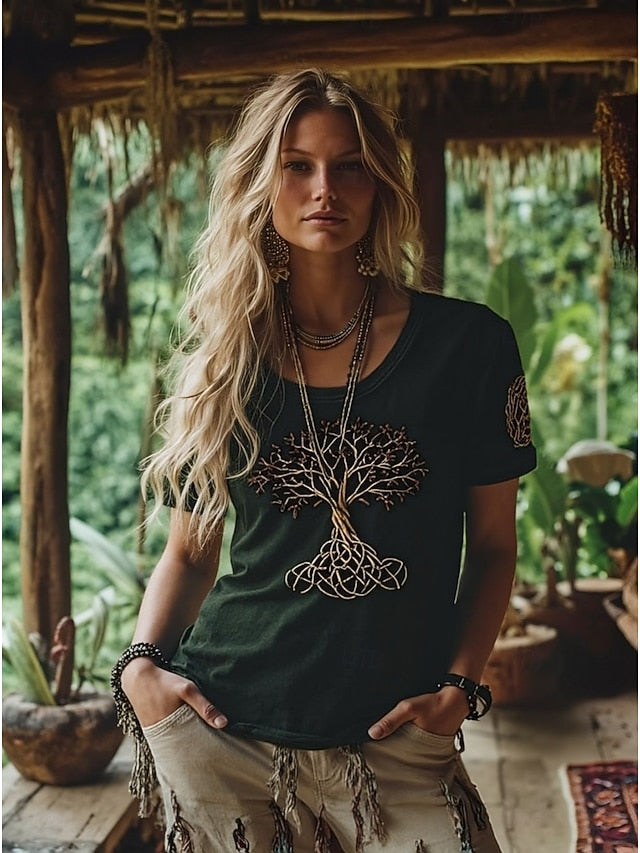 Women's Viking T Shirt Graphic Tribal Vintage Stylish