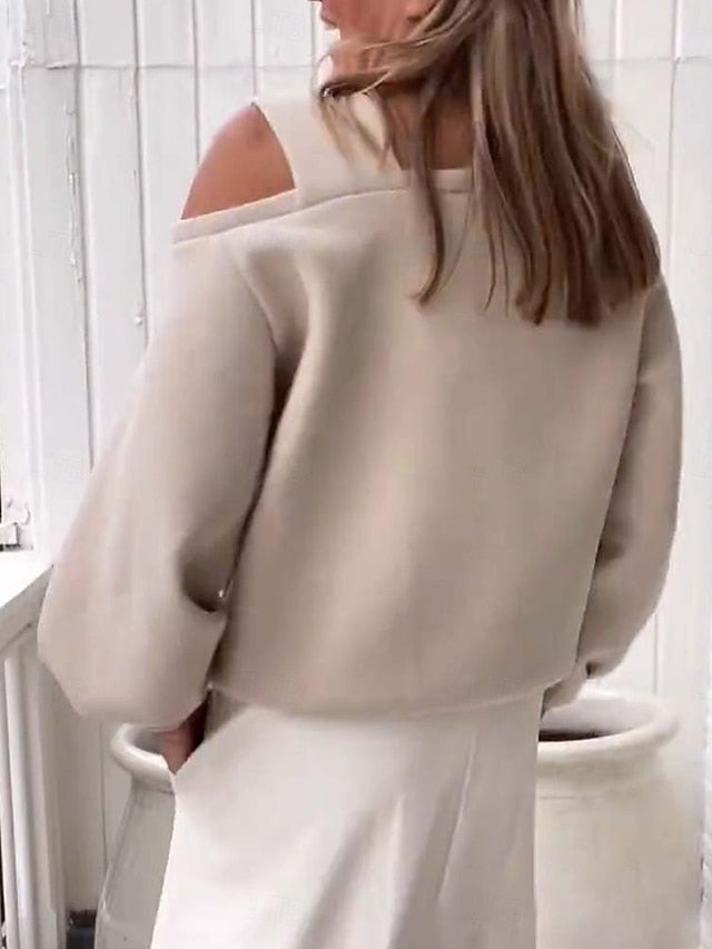Women's Sweatshirt Casual Plain Street Dailywear V Neck