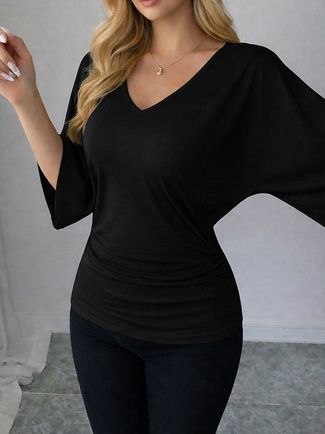 Women's Plus Size Tee Top Asymmetrical Solid Color Elegant