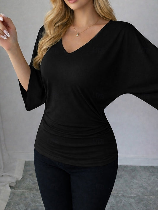 Women's Plus Size Tee Top Asymmetrical Solid Color Elegant