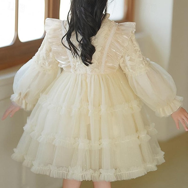 Party Dress Color Long Kids Flower Girls' Solid Girl