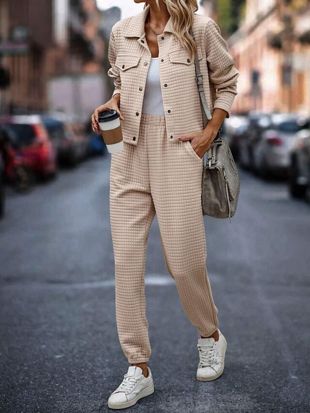Women's Pants Sets Bolero Top Long Sleeve Shirt Collar