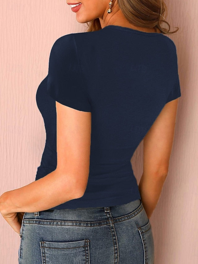 Women's T Shirt Solid Color Fashion Stylish Modern Short