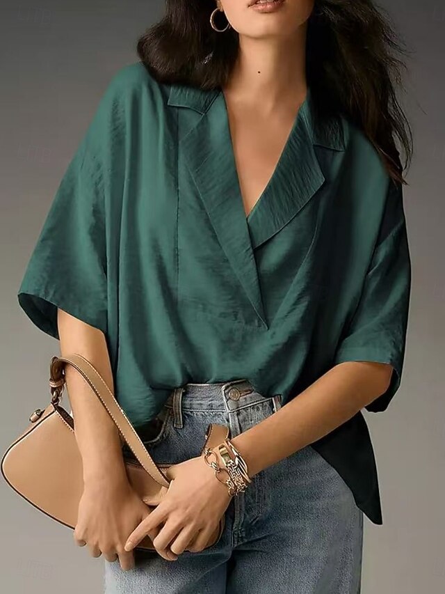 Women's Shirt Blouse Plain Stylish Classic Modern Short