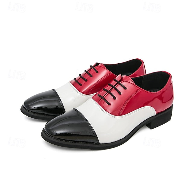 Red White Oxford Men's and Patent Shoes Leather –
