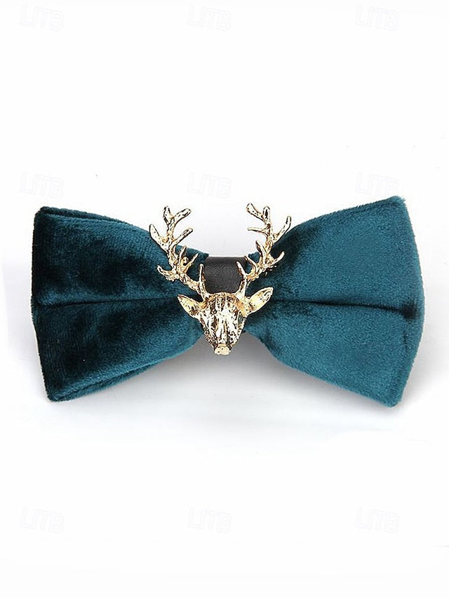 Men's Tie Bow Gold Deer Head with Pin Velvet