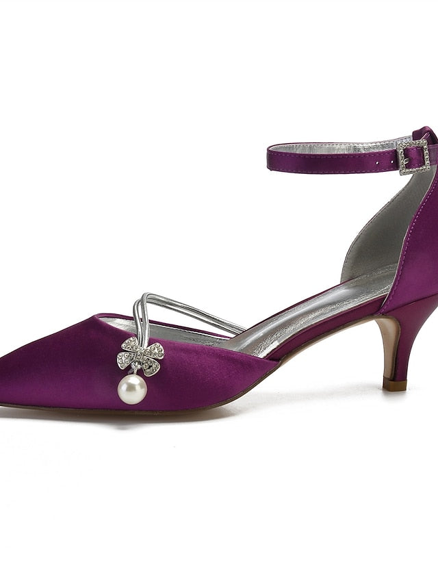 Pearl Blue and Kitten Satin Heels with Dark Women's