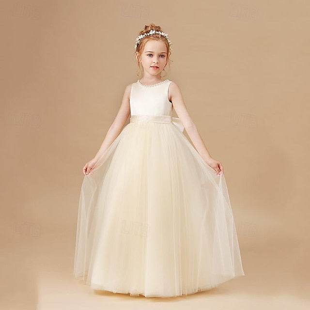 Girl Party Flower Kids Solid Dress Girls' Color