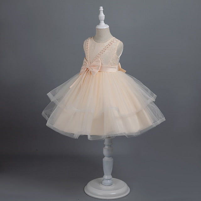 Dress Sleeveless Girls' Solid Color Party Toddler