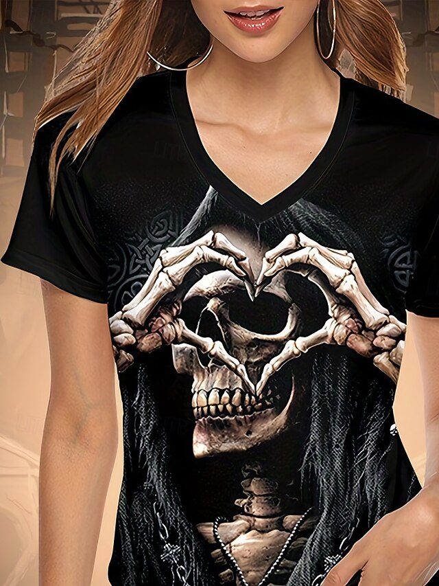Women's T Shirt Skulls Graphic Witch Vintage Stylish