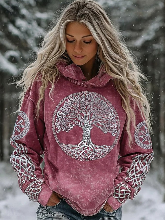 Women's Viking Pullover Hoodie Sweatshirt Graphic Animal
