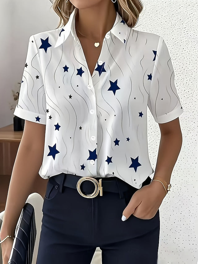 Women's Shirt Graphic Star Striped Vintage Tropical Stylish
