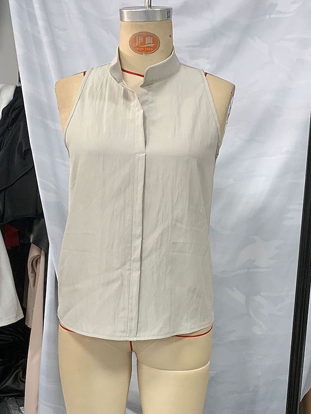 Women's Blouse Patchwork Plain Elegant Stylish Sleeveless