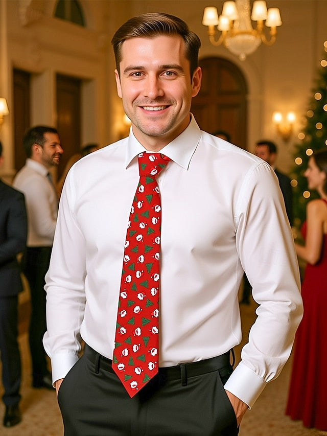 Polyester Tree Tie and Men's Silk – Fun Santa Christmas