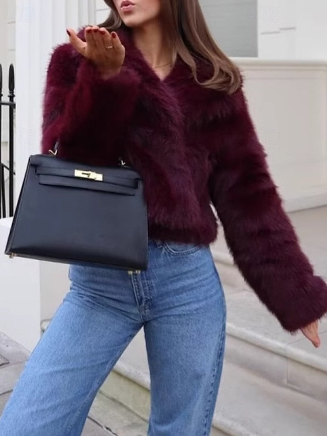 Comfortable Fur Coat Faux Women's Furs Warm Leathers