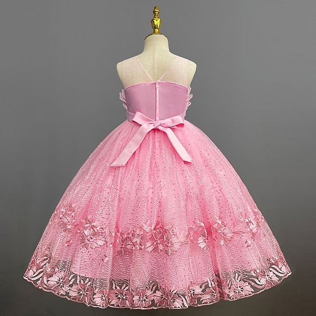 Girl Dress Girls' Flower Colored Solid Kids