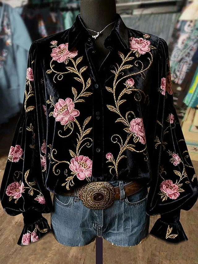 Women's Shirt Floral Graphic Leopard Elegant Stylish Modern