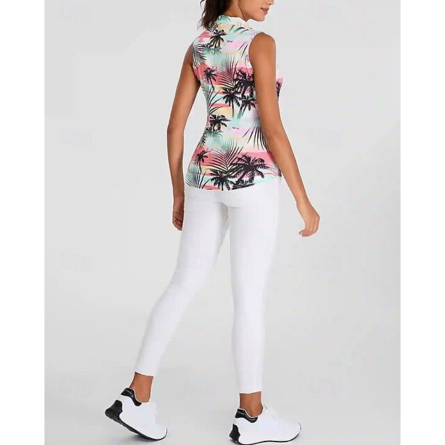 Women's Tropical Tennis Shirt Sleeveless Print UPF50+ Quick