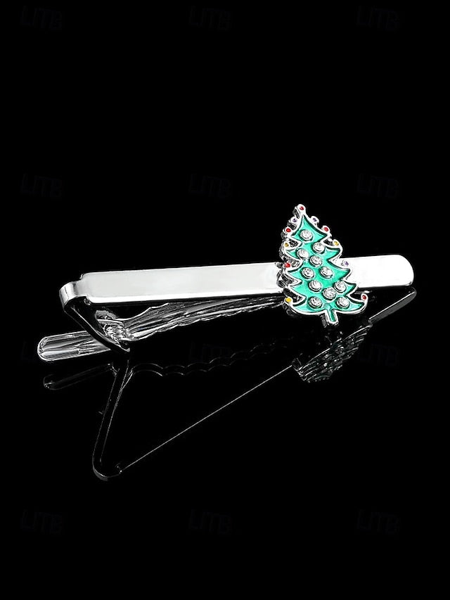 - Tie Men's Christmas and Clip Festive Tree Cufflinks Set