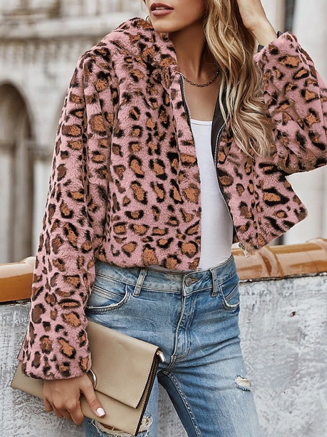 Fur Women's Coat Warm Faux Hoodie Comfortable Jacket