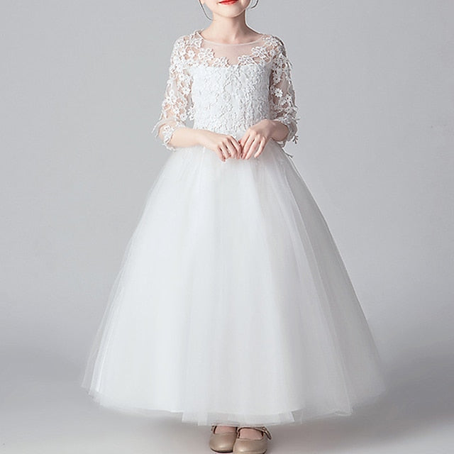 Girls' Flower Color Girl Solid Dress Party Kids