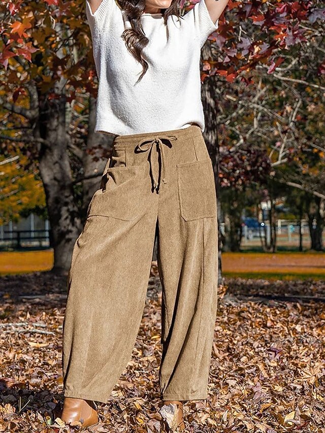 Women's Culottes Wide Leg Chinos Pants Trousers Harem Pants