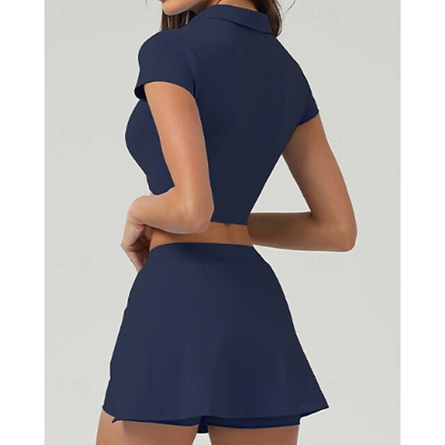 Women's Solid Colored Tennis Top Short Sleeve Crop Top