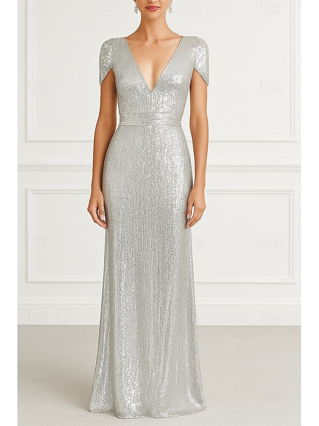 Formal Gown Black Dress Wedding Evening Gold Column Elegant