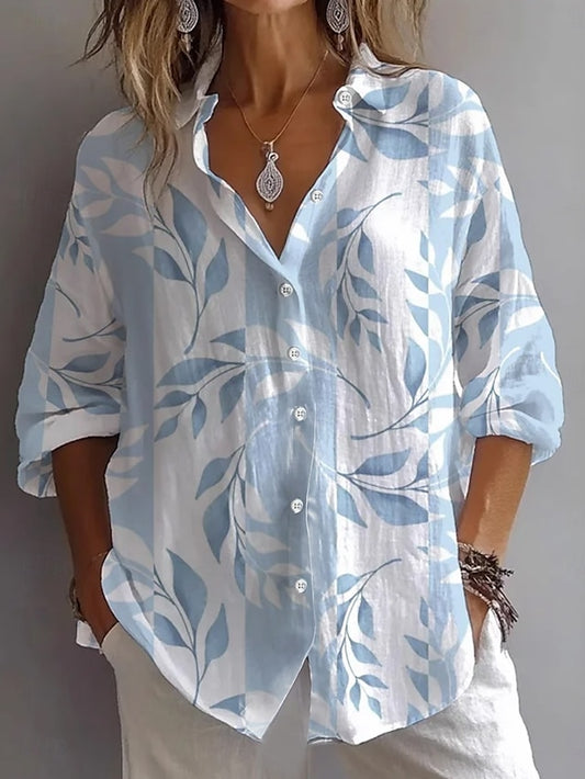 Women's Shirt Linen Like Breathable Lightweight Button Down