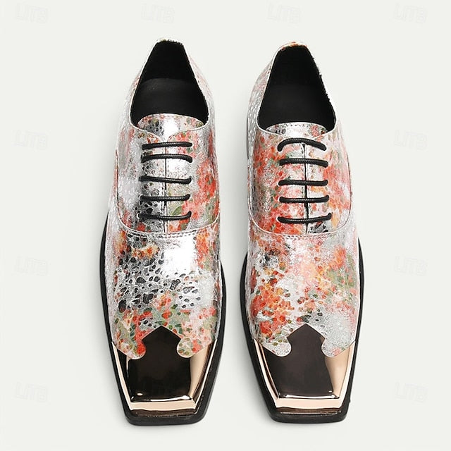 Floral Shoes Patent Printed Leather – Men's Oxford