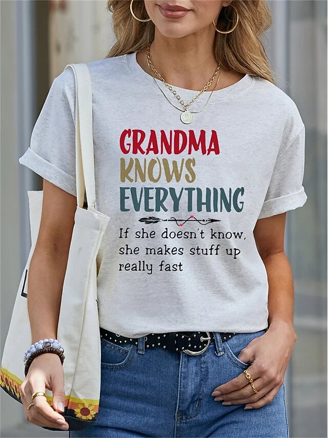 Women's T Shirt Basic Letter Print Short Sleeve Regular