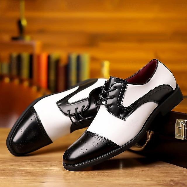 Black Men's Shoes and White Color-Blocked with