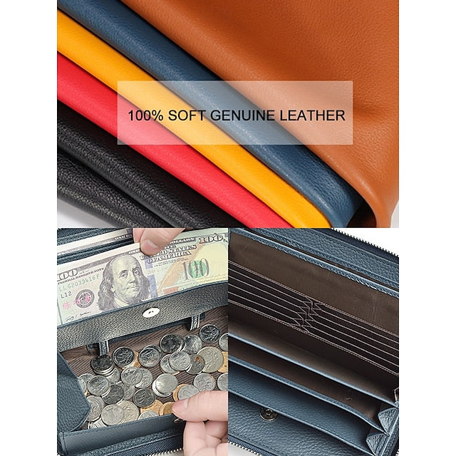 Cowhide Wallet Card Credit Leather Women's Holder