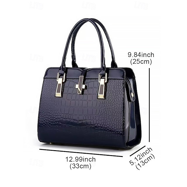 Sac à main femme en cuir verni imitation croco bordeaux