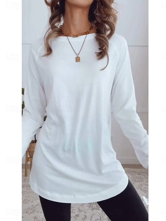 Women's T Shirt Patchwork Solid Color Daily Casual Long