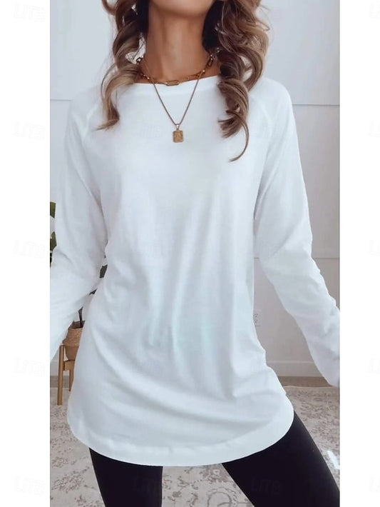 Women's T Shirt Patchwork Solid Color Daily Casual Long
