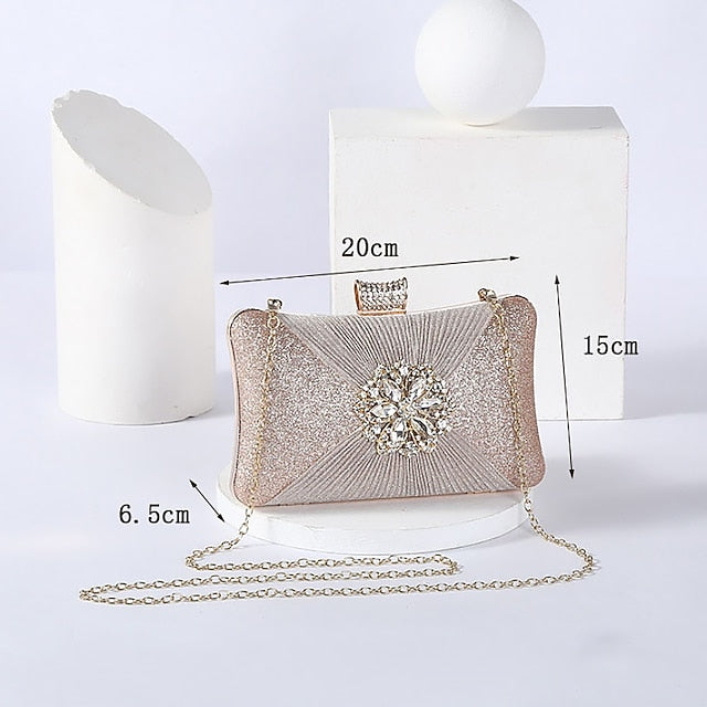 Strap Gold Bag Chain with Clutch Women's Rhinestone Elegant