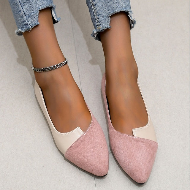 Elegant Slip-On Toe Two-Tone – Pointed Flats Women's
