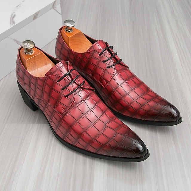 Faux – Crocodile Red Leather Shoes Pattern Men's