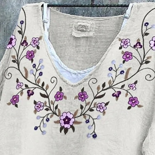 Women's T Shirt Tee Top Print Floral Fashion Modern Long