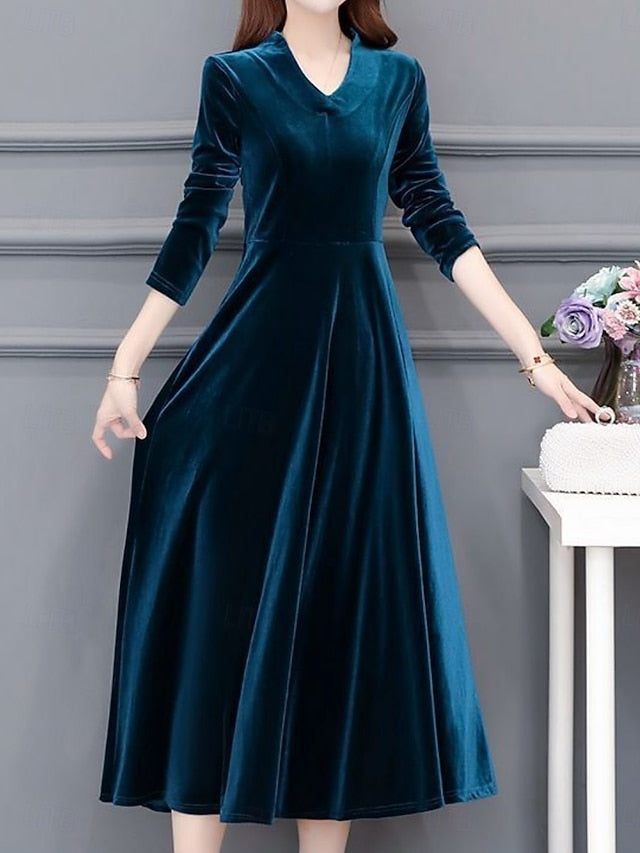 Women's Velvet Midi Dress A Line Dress Elegant Party