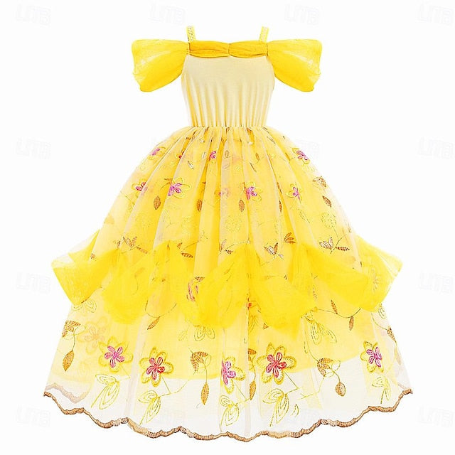 and Princess Dress the Flower Belle Cute Beast Beauty Girl