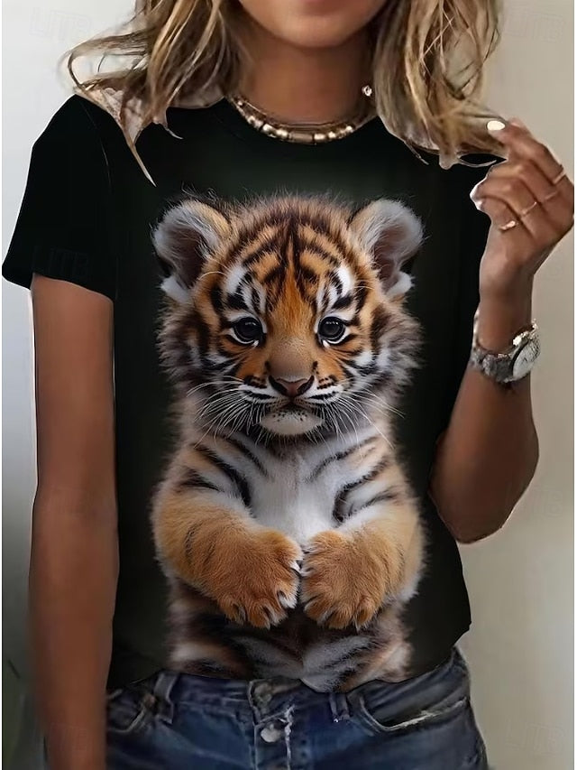 Women's T Shirt Print Graphic Animal Leopard Vintage
