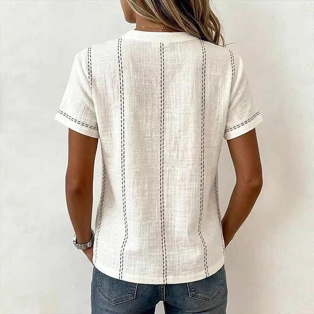 Women's Blouse Graphic Striped Vintage Stylish Basic Short