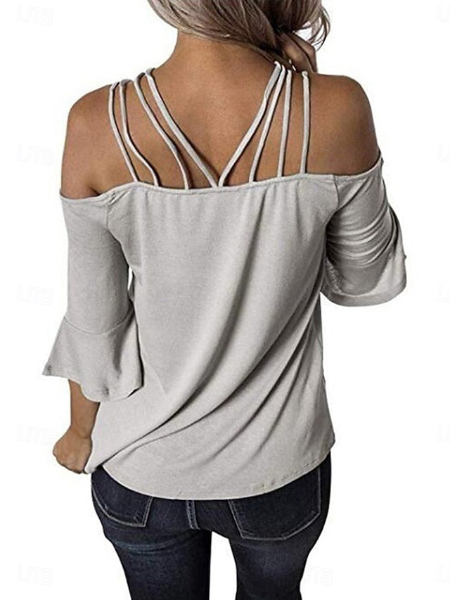 Women's T Shirt Plain Fashion Modern Casual Long Sleeve Off